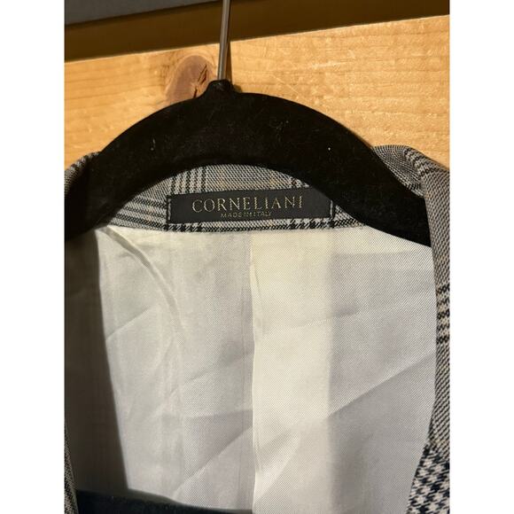 Corneliani Men's Extra Fine Virgin Wool Plaid Striped Grey Jacket Size 42L US - Picture 4 of 14